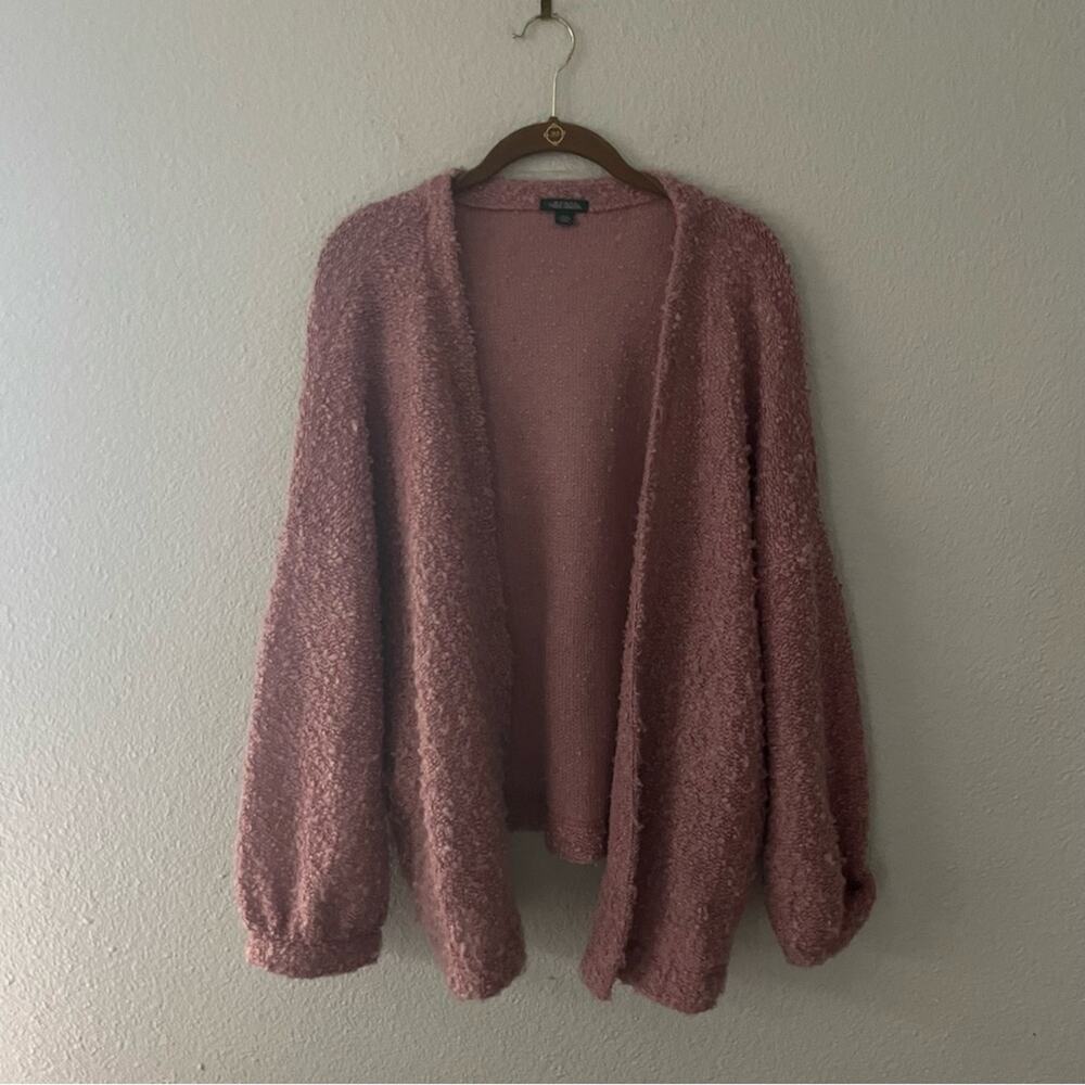 Mauve Open Cardigan Marled Knit